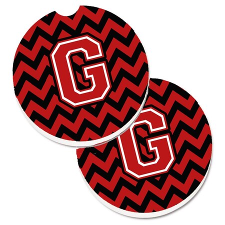 Carolines Treasures Letter G Chevron Black and Red Set of 2 Cup Holder Car Coaster CJ1047-GCARC